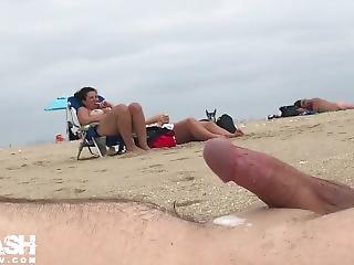 Blonde african girl handjob cock on beach