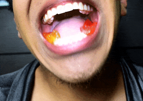 Eating gummy bears vore mouth