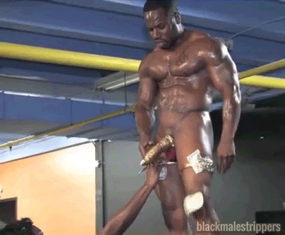 Male stripper showing huge cock