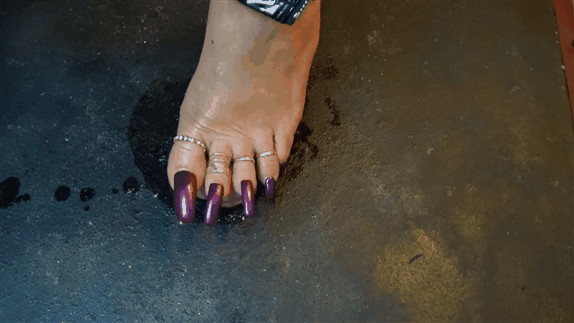 Ebony long nails footjob