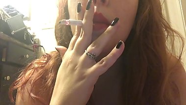 Sexy chubby redhead teen smoking cork