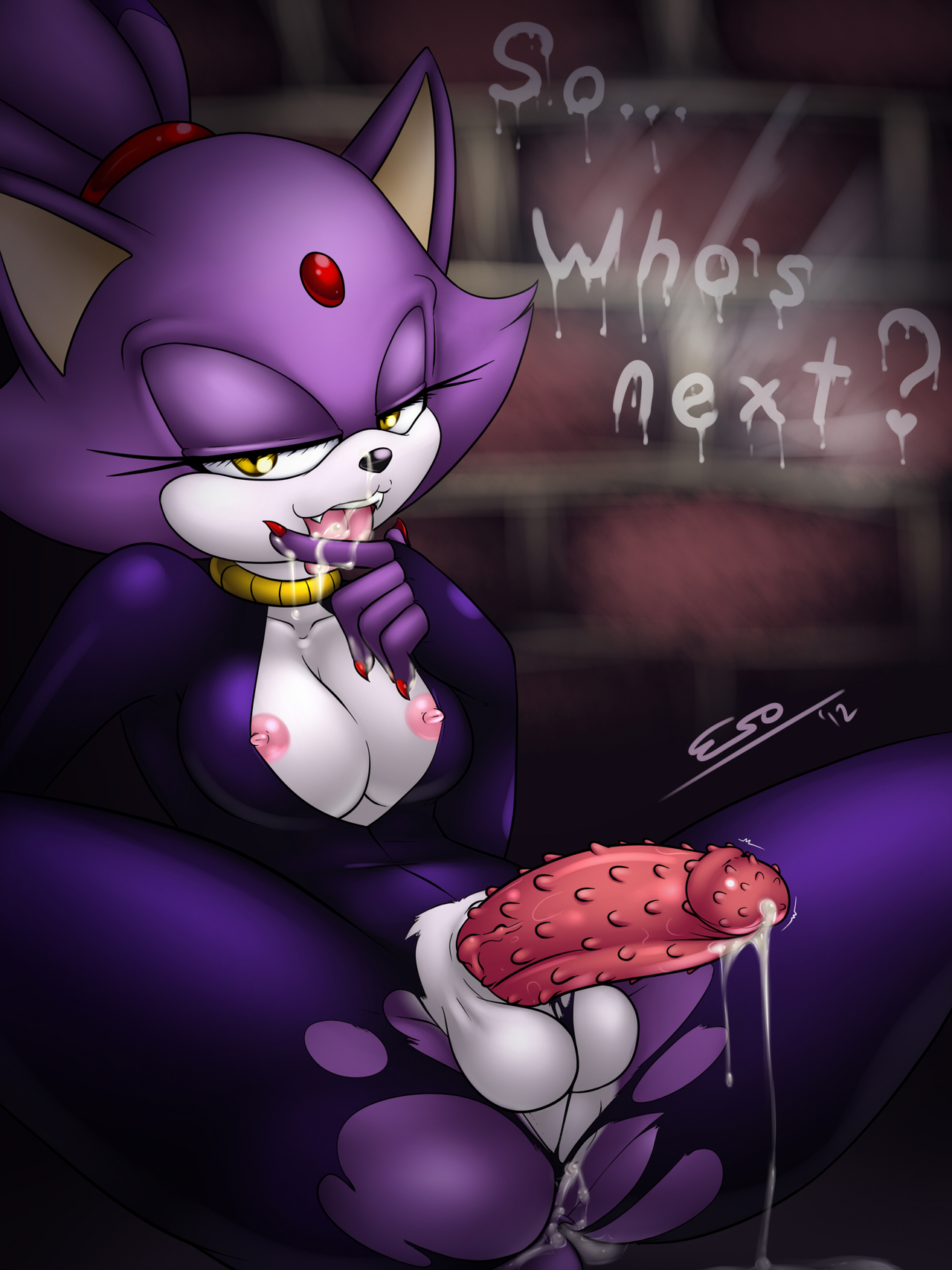 Shadow gives futa blaze handjob