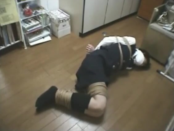 Japanese damsel tied gagged floor