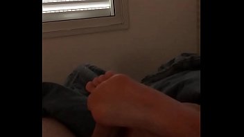 Reverse footjob solejob with pussy glass