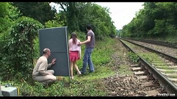 Risky blowjob outdoor train rails