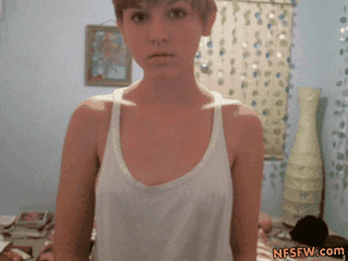 Girl with short hair stripping masturbating