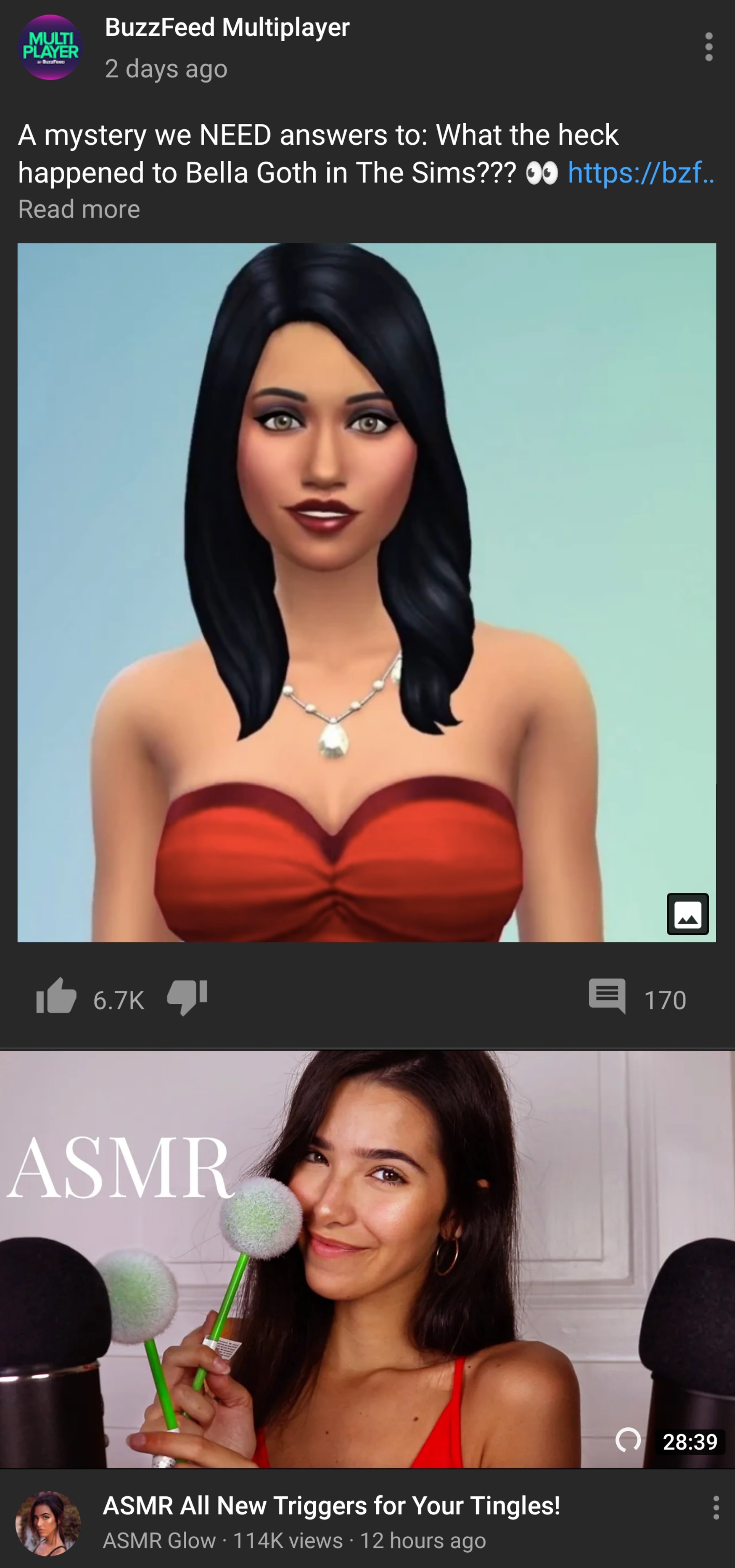 Bigs reccomend sims something wrong with bella goth