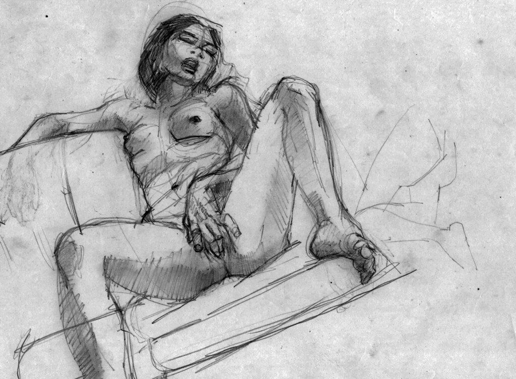 Topless sketch drawing