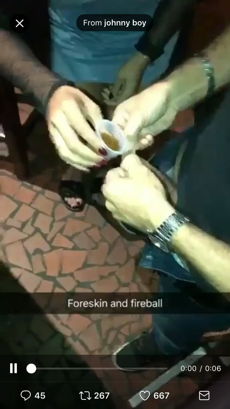 Play with foreskin drink from glass