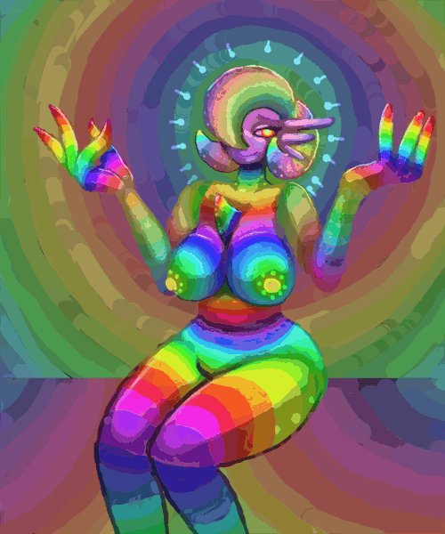 Trippy colourful blowjob